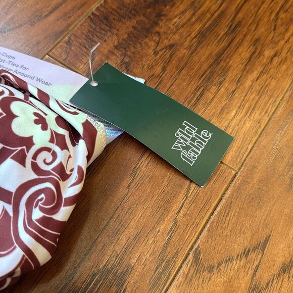 NWT Wild Fable Size X (14-16) Brown Swirl Bikini Swim Top Floral Triangle - Picture 7 of 10